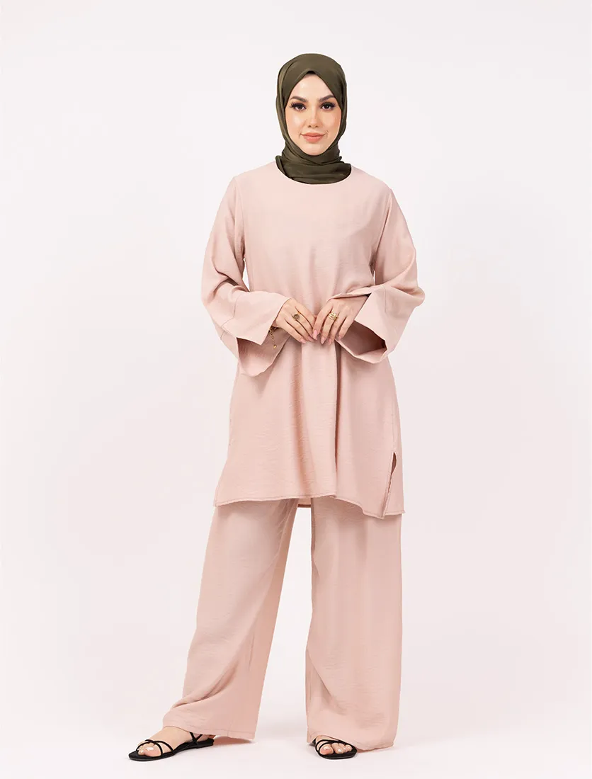 Pink Matte Weave Co Ord Set